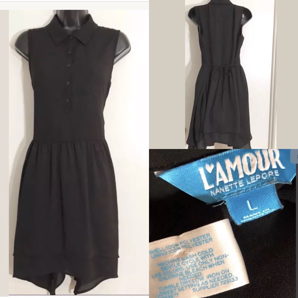 L’Amour by Nanette Lepore sz L black A-line dress